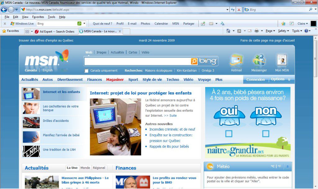 Bannière interactive MSN